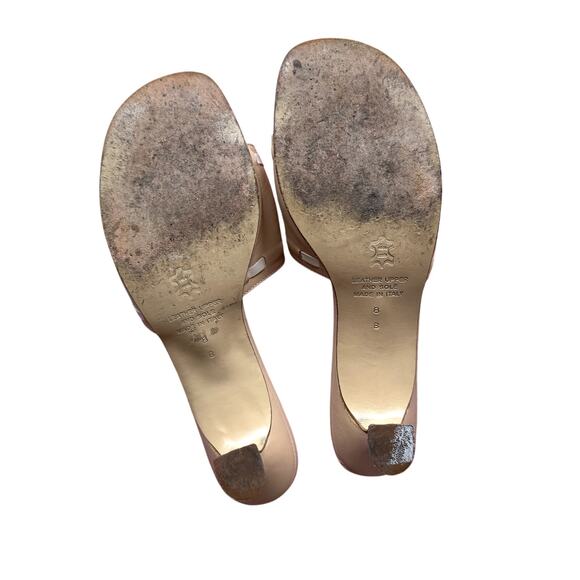 Quiet Luxury Italian Beige Tan Kitten Heel Sandals Women's Size 8 - Picture 4 of 6